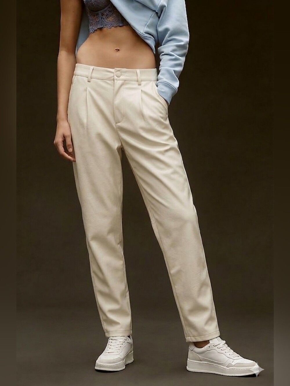 bishop + young Cream Maya Vegan Leather Pants